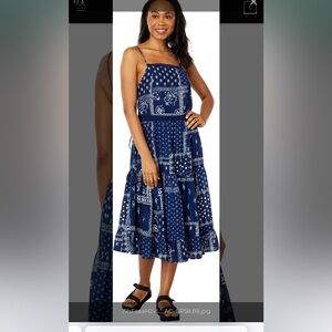 Luckybrand patchwork printed midi dress